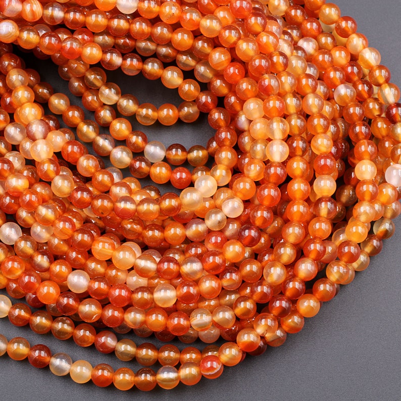 AAA Natural Carnelian 4mm 6mm 8mm 10mm 12mm Round Beads Highly Polished Finish Natural Red Orange Gemstone 15.5 Strand image 7