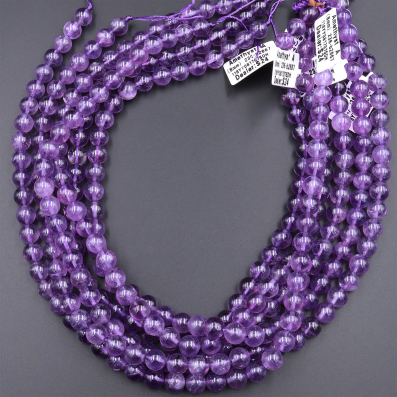 Natural Amethyst 4mm 5mm 6mm 8mm 10mm Round Beads Superior AA Grade High Quality Polished Rich Purple Spheres Gemstone Beads 15.5 Strand image 4