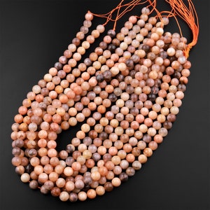Natural Golden Peach Moonstone 6mm 8mm 10mm Round Beads 15.5 Strand image 3