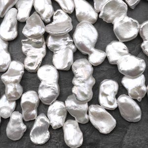 Rare AAA Natural White Keishi Oblong Twin Pearl Top Side Drilled Real Genuine Natural Freshwater Pearl 16&quot; Strand