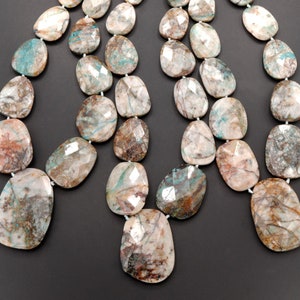 Graduated Faceted Natural Chrysocolla in Quartz Focal Pendant Beads Stunning Blue Strikes Designer Quality One of a Kind 17&quot; Necklace Strand