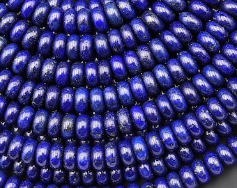 Blue Lapis Smooth 6mm 8mm Rondelle Beads 15.5" Strand