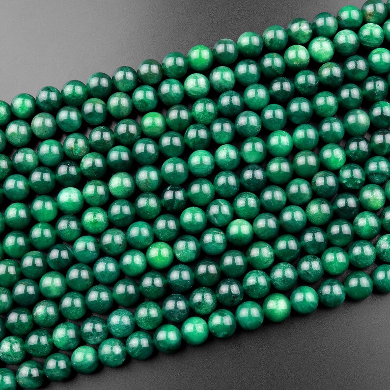 AAA Natural Green Mica Muscovite in Fuchsite 4mm 6mm 8mm 10mm Round Beads Gemstone 15.5 Strand image 5