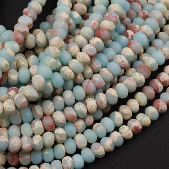 Matte Impression Jasper Smooth Rondelle Beads 6mm 8mm Aka Snake Skin Jasper Aqua Terra Jasper 15.5" Strand
