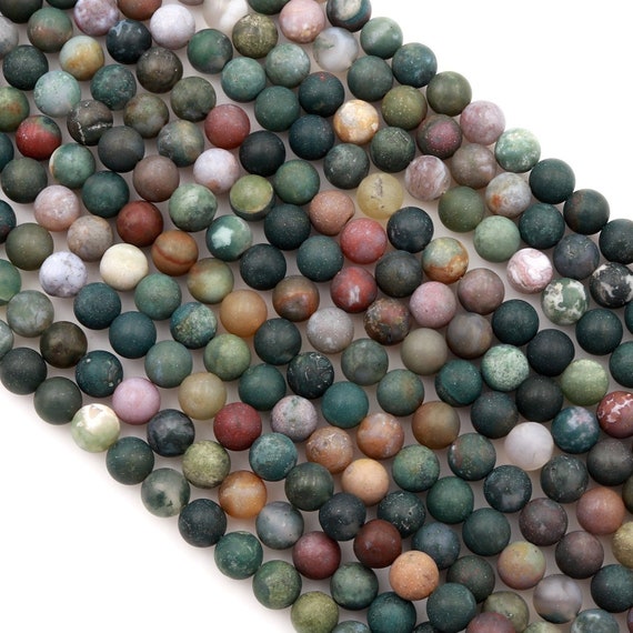 Indian Agate Round Beads Gemstone 15.5" Strand 4mm 6mm 8mm 10mm 12mm 