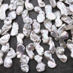Rare Natural White Keishi Oblong Twin Pearl Top Side Drilled Real Genuine Natural Freshwater Pearl 16&quot; Strand