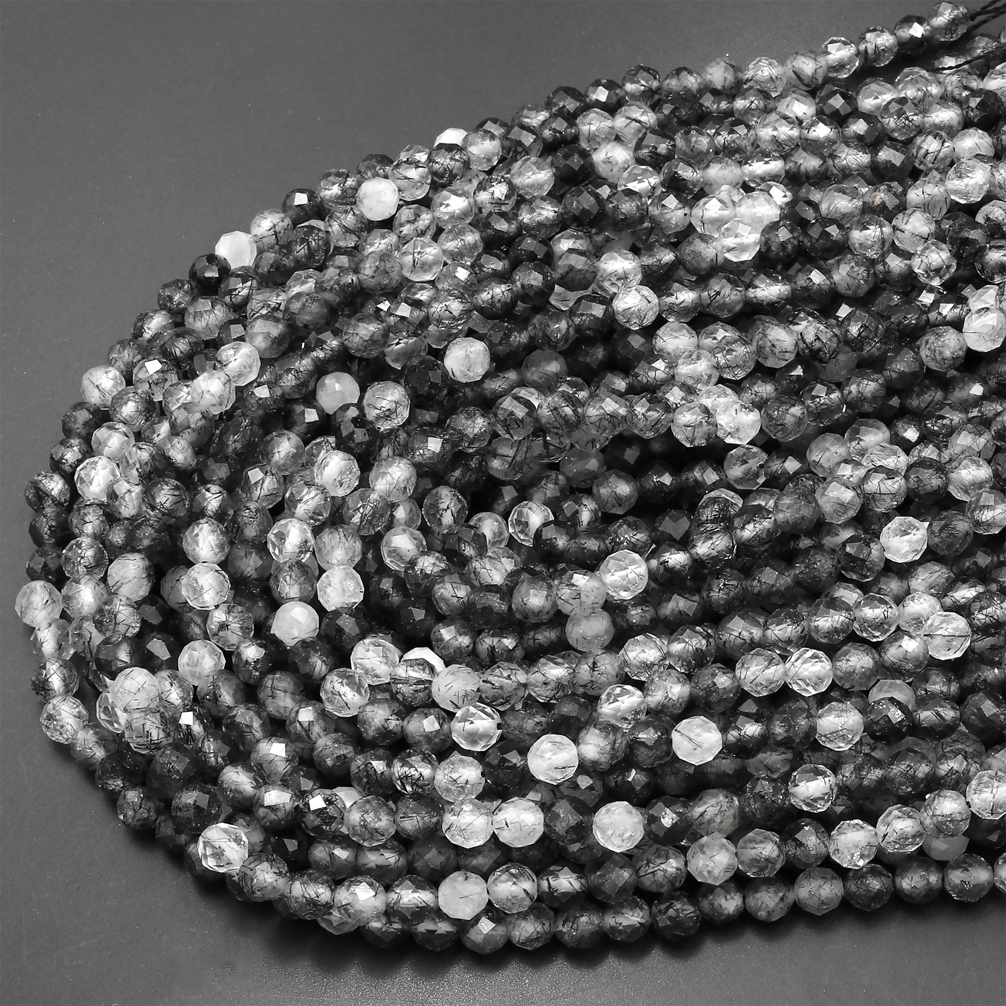 Filo Di Perle Di Quarzo Fumé Naturale Sfaccettato, Rotondo, Diametro 2 Mm Foro 04 Mm Circa 208 Perlefilo 1516 - Foto 6