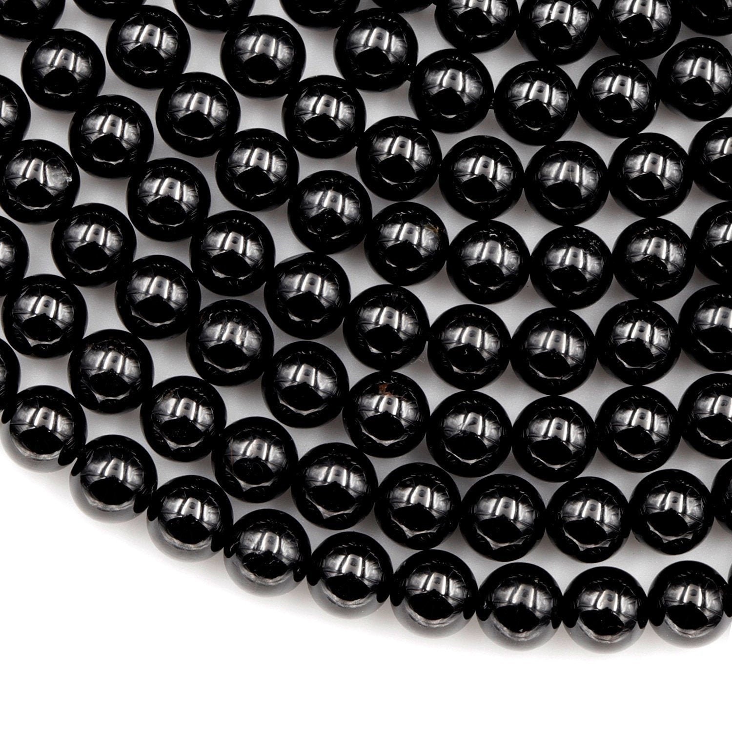 AAA Genuine Natural Black Tourmaline Beads 4mm 6mm 8mm 10mm 12mm 14mm 16mm Round Beads High Quality Black Gemstone 15.5" Strand