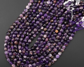 天然パープルファントムアメジストファセットコイン 6 mm 8 mm 10 mm