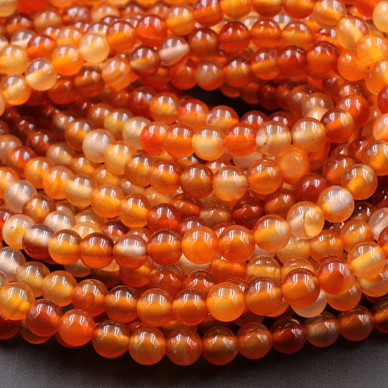 AAA Natural Carnelian 4mm 6mm 8mm 10mm 12mm Round Beads Highly Polished Finish Natural Red Orange Gemstone 15.5 Strand image 1