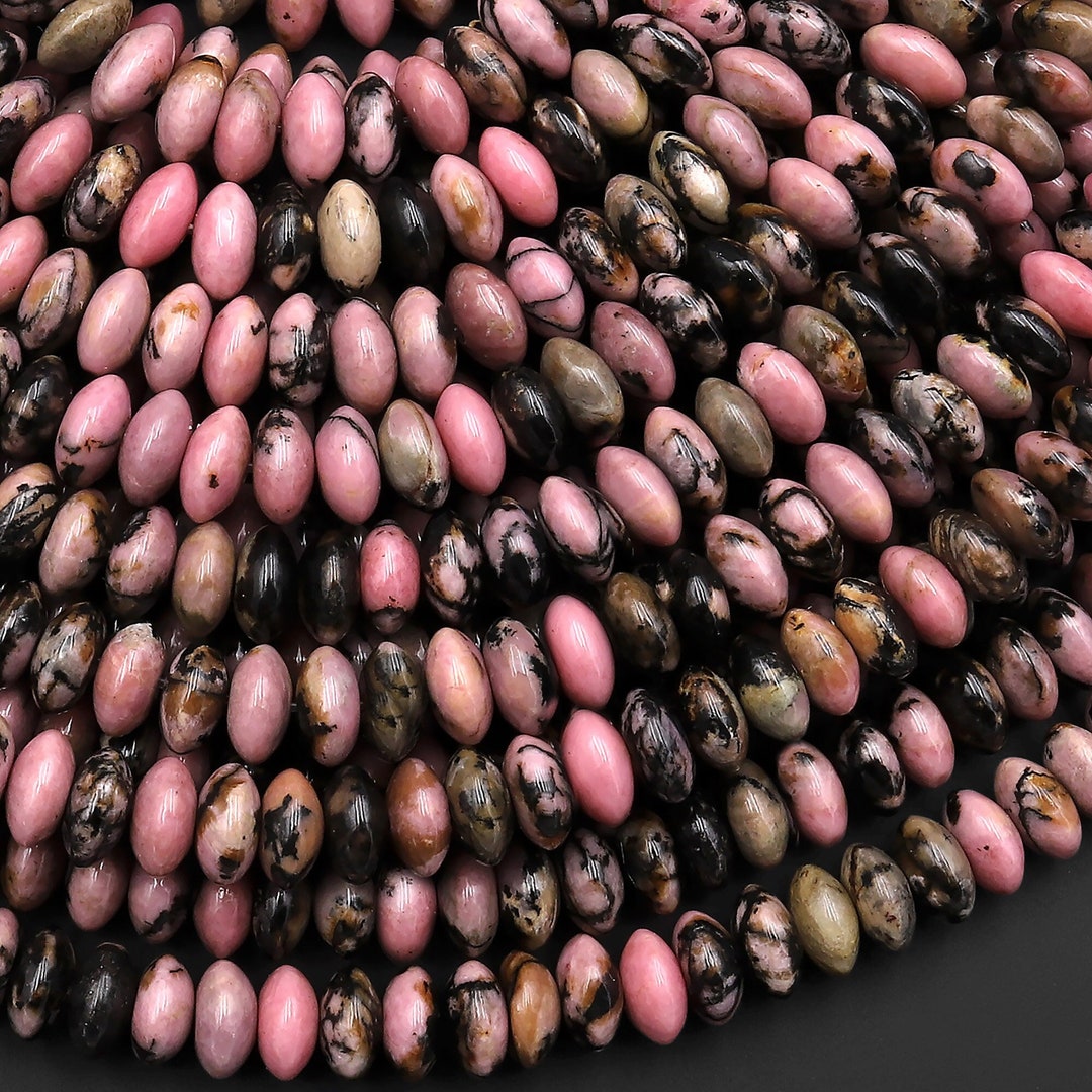 AAA Natural Pink Rhodonite Beads 6mm Smooth Thin Rondelle Earthy Pink ...