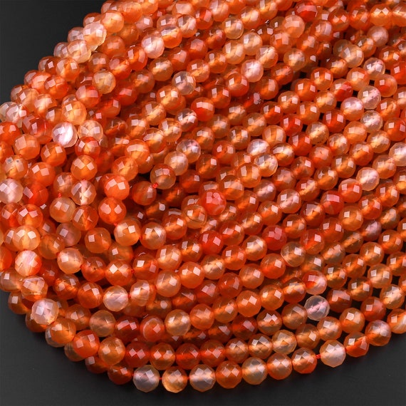 Carnelian Micro Faceted Round 14 inch strand pack of 2 strands 4 mm approx Carnelian Micro Faceted Round 14 inch strand pack of 2 strands 4 mm approx