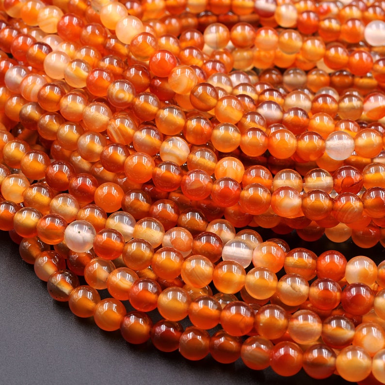 AAA Natural Carnelian 4mm 6mm 8mm 10mm 12mm Round Beads Highly Polished Finish Natural Red Orange Gemstone 15.5 Strand image 3