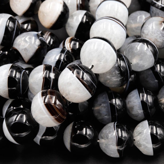 Large Natural Tuxedo Agate Round Beads 12mm 14mm 16mm Smooth