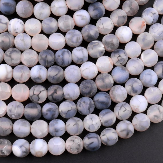 thumbnail image 2 of Green Fire Agate Cracked Matte Round Beads – 4mm-12mm, 15.5” Strand, Gemstone 2 of 6
