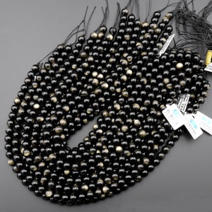 AAA Natural Golden Obsidian Beads 8mm 15.5" Strand image 4