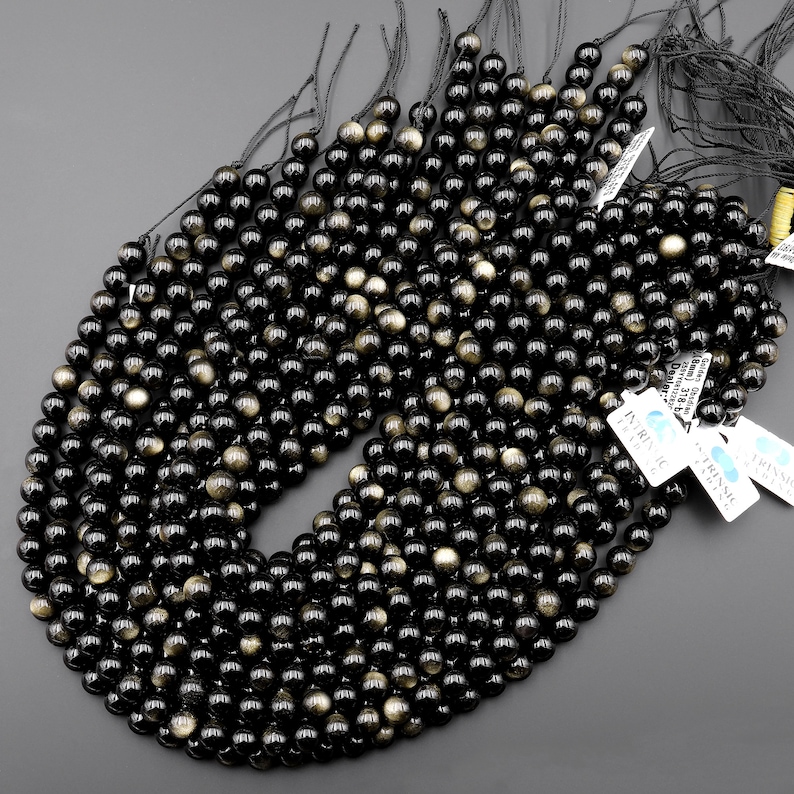 AAA Natural Golden Obsidian Beads 8mm 15.5" Strand image 4