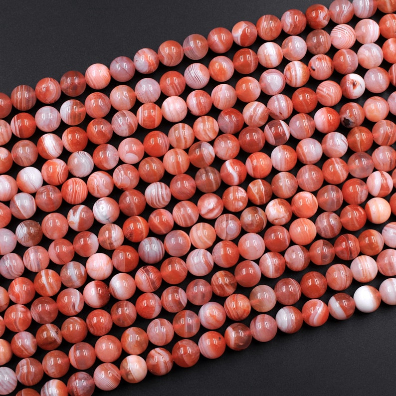 Extremely Rare AAA Natural Moroccan Red Banded Agate 4mm 6mm 8mm 10mm Round Bead 15.5 Strand image 8