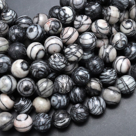 Perline Diaspro Ragnatela Naturali 4mm | 90 Perle Rotonde Per Creare Gioielli Fai Da Te, Filo Da 39,4 Cm - 4