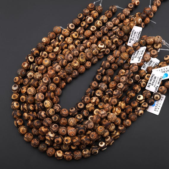 10 Perles Facettes Bohème 10 Mm Marbre Golden - Marque Preciosa - Fabriqué En France