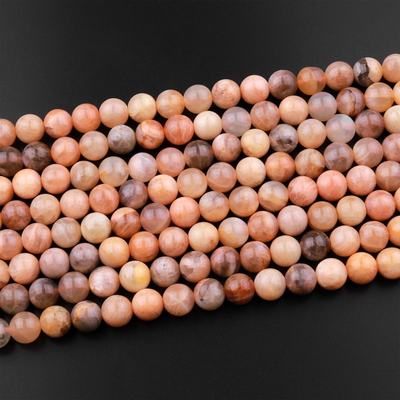 Natural Golden Peach Moonstone 6mm 8mm 10mm Round Beads 15.5 Strand image 4
