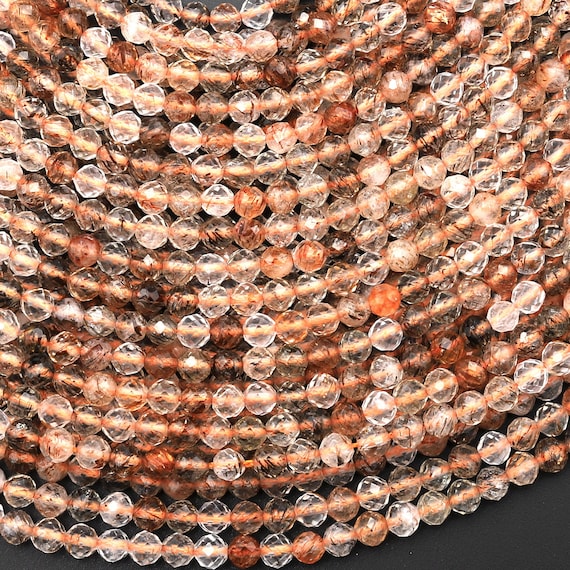 Perline Di Pietra Sciolte Di Quarzo Rutilato Giallo Naturale Per La - Foto 3