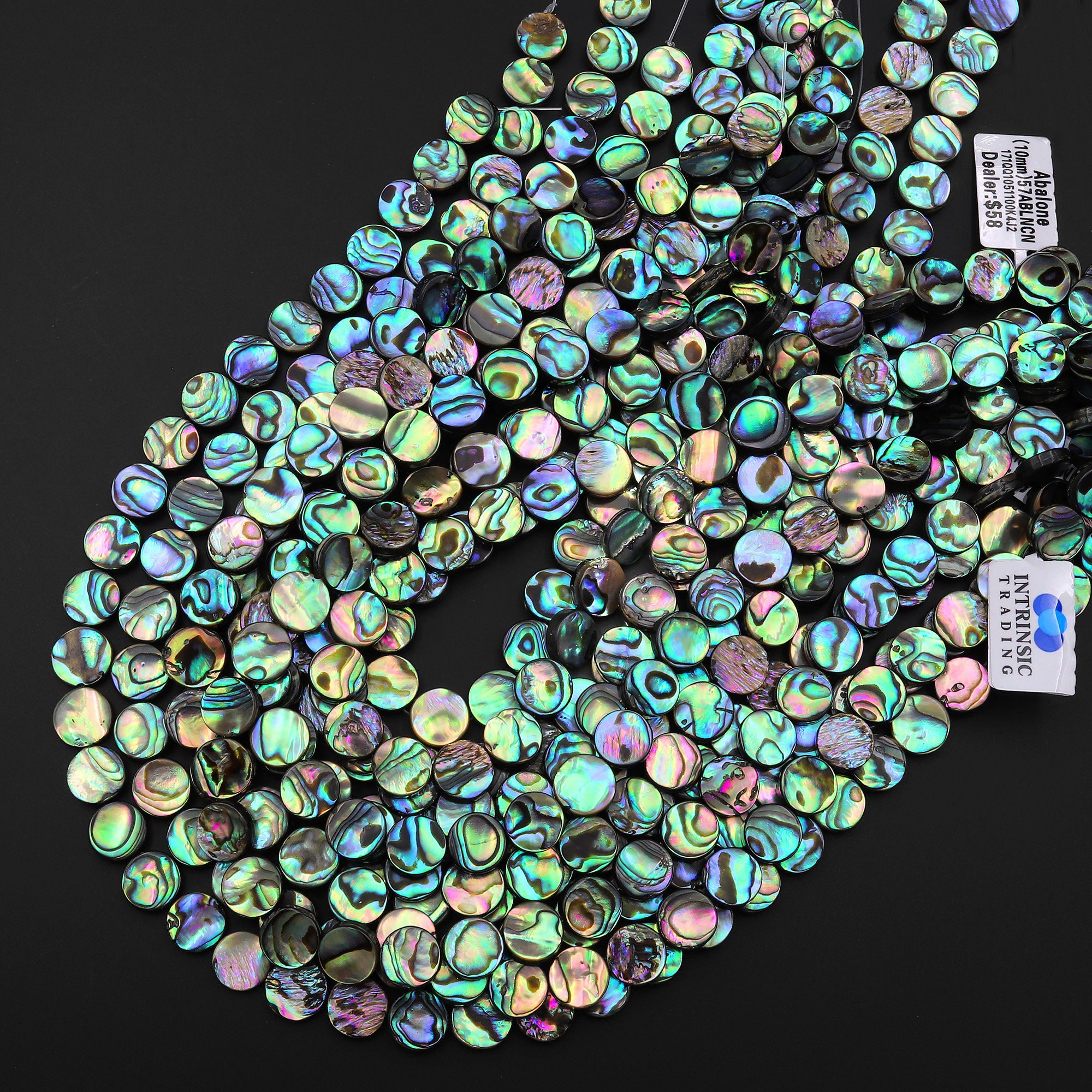 AAA Genuine Abalone Shell 6mm 8mm 10mm 12mm 14mm 16mm Coin Beads ...