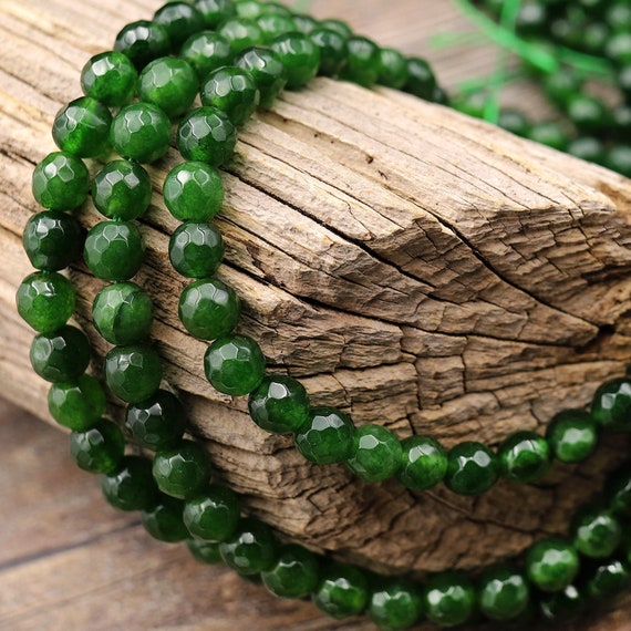 Beautiful 4 Strand 8mm Natural Green Jade Round Gemstone Beads