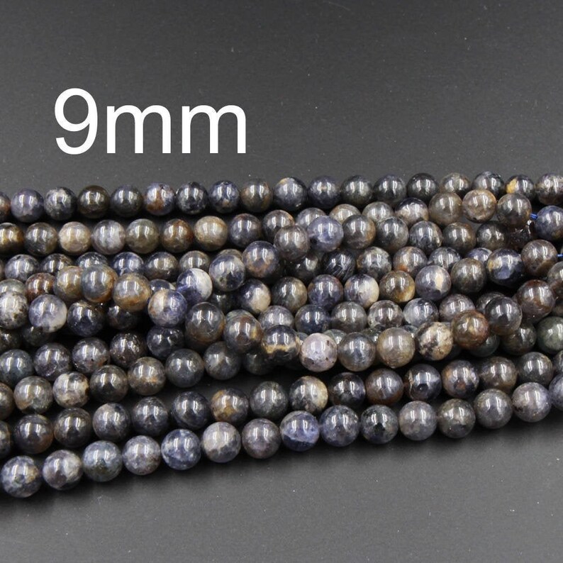 Natural Iolite 7mm 8mm 10mm Round Beads Real Purple Blue Gemstone 15.5 Strand