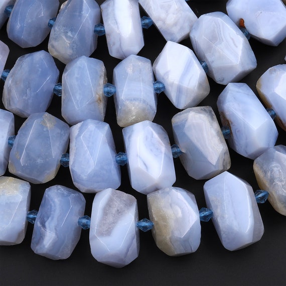 Natural Blue Lace Agate Beads Faceted Rectangle Blue - Etsy