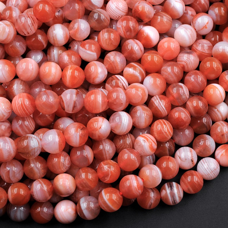 Extremely Rare AAA Natural Moroccan Red Banded Agate 4mm 6mm 8mm 10mm Round Bead 15.5 Strand image 4