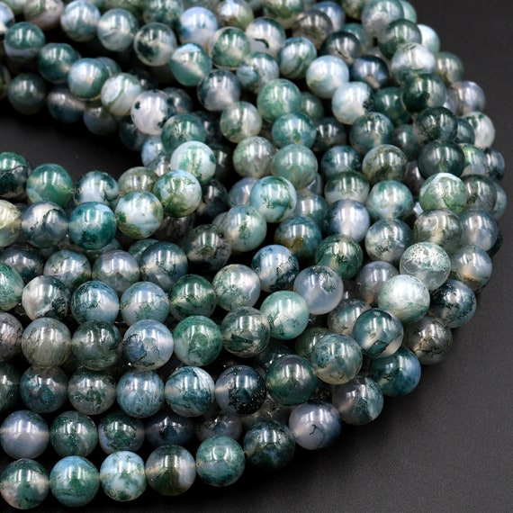 Rutilated Moss Agate Beads Round 5-6mm in a 14" Strand