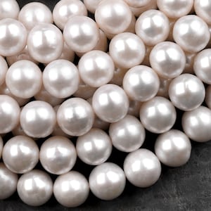 Eine echte weiße Süßwasserperle 6 mm 8 mm 9 mm 10 mm 12 mm runde Perle schimmernd irisierend klassische weiße Perle 15,5 "Strang