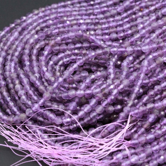 AMETHYST ROUND BEADS FACETED 4mm 16/"