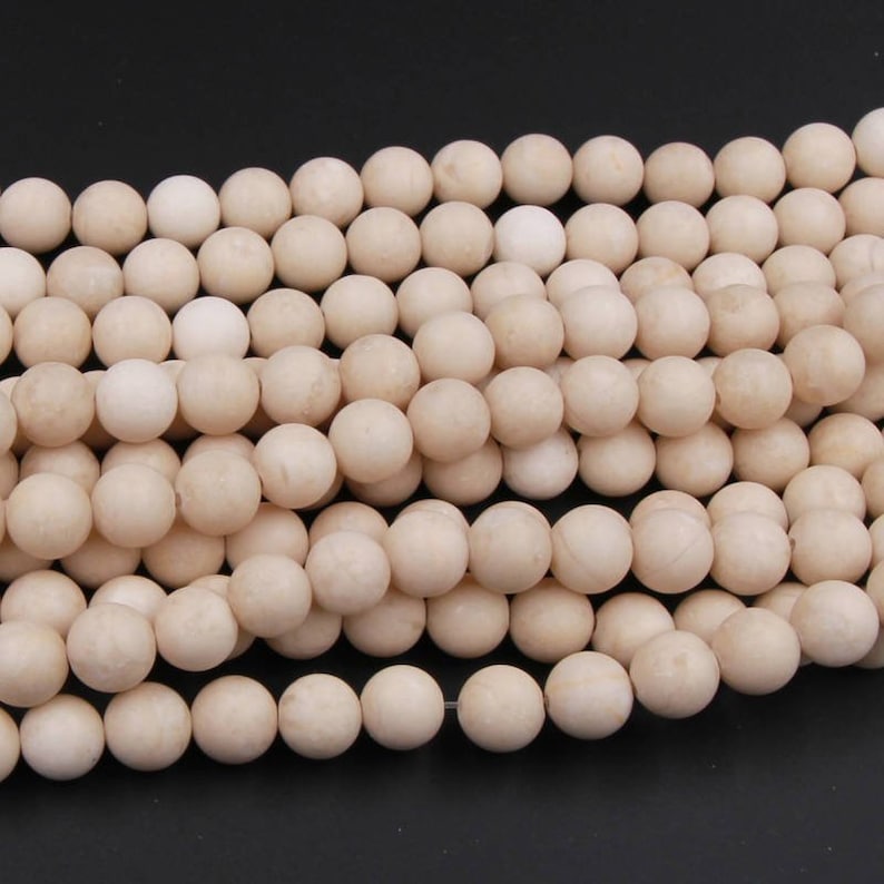 Matte Natural Fossil Jasper River Stone 4mm 6mm 8mm 10mm Round Beads 15.5 Strand 画像 1