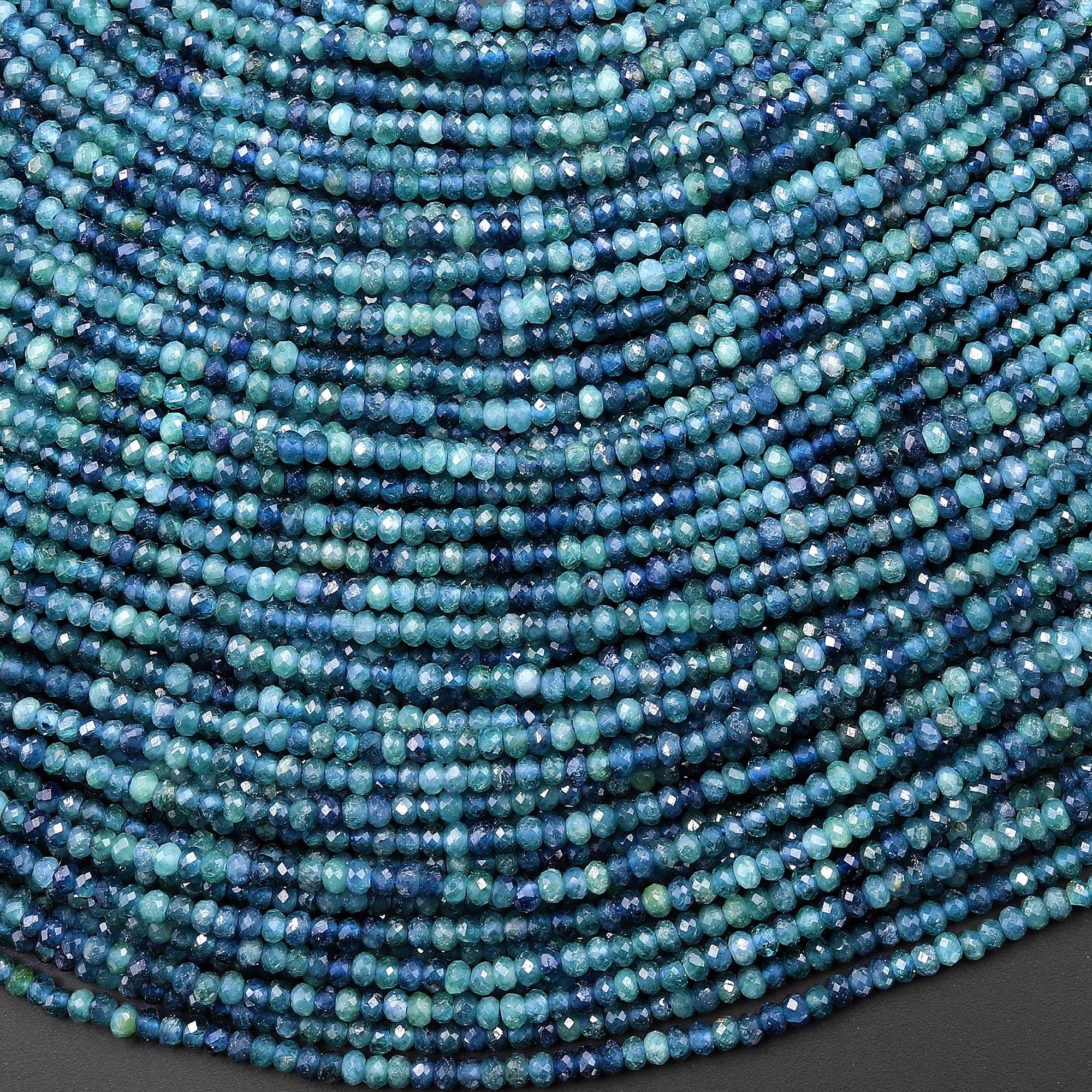 AAA Natural Paraiba Blue Tourmaline Faceted 2mm Rondelle Beads