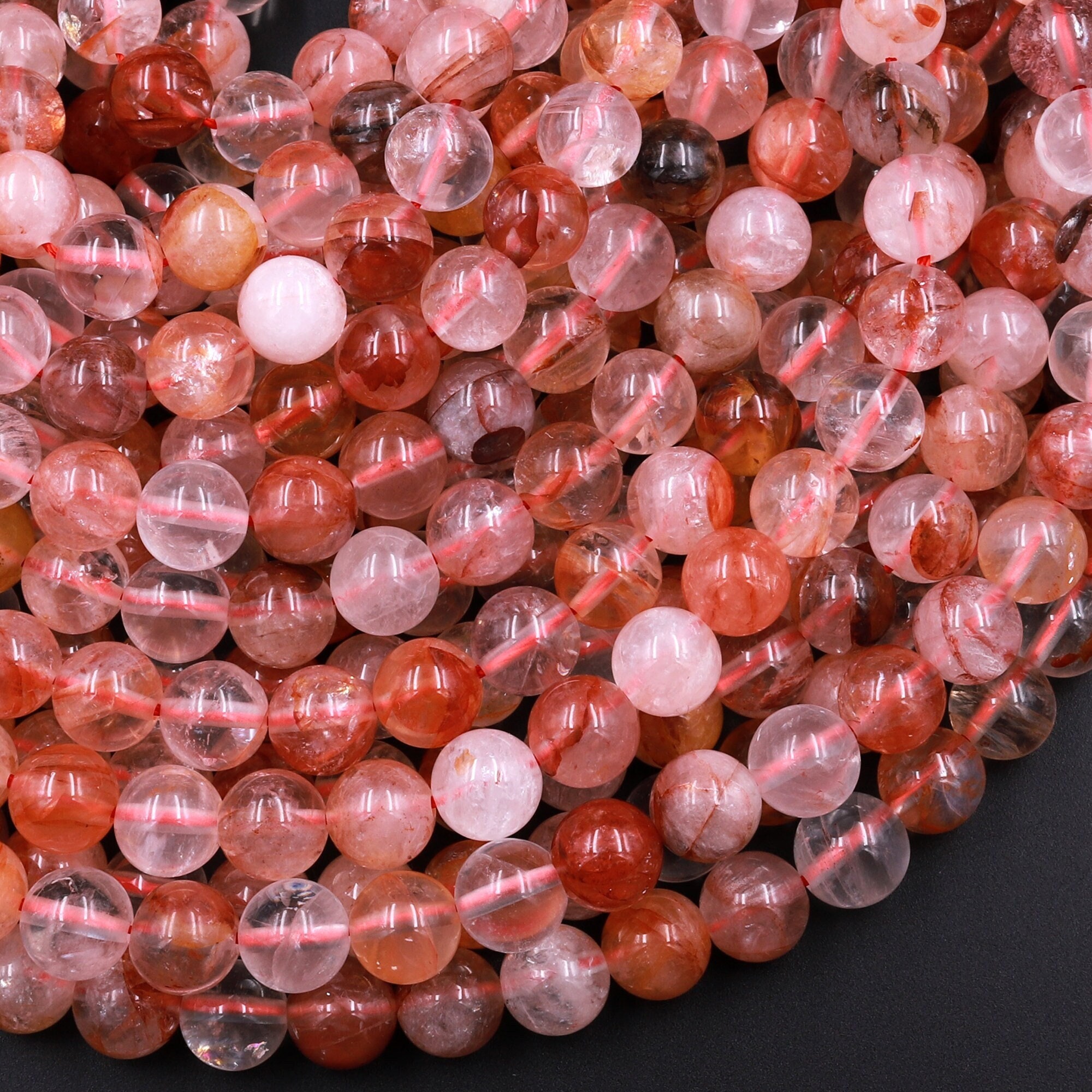 レッドヘマトイドクォーツ 天然レッドヘマトイドレピドクロサイトクォーツ 4 mm 6 mm 8 mm