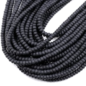 Matte Natural Onyx Rondelle 4mm 6mm 8mm Beads Quality Natural Black Gemstones 15.5" Strand image 5