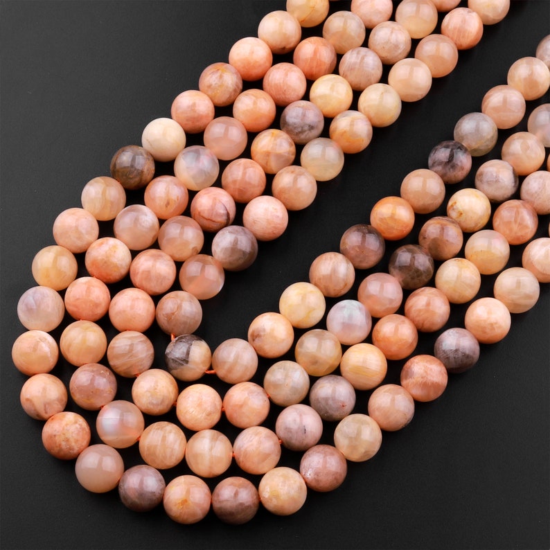 Natural Golden Peach Moonstone 6mm 8mm 10mm Round Beads 15.5 Strand image 5