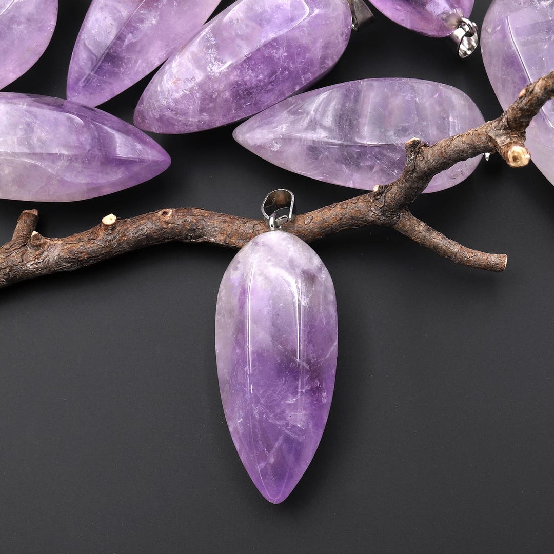Translucent Amythyst Natural Violet Purple Amethyst Pendant Teardrop Translucent Crystal ...
