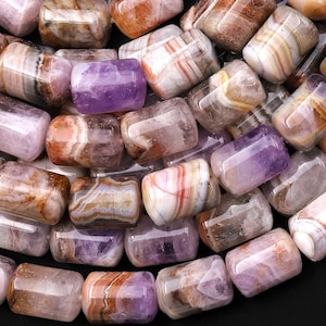 Rare Natural Rainbow Amethyst Tube Cylinder Beads 14x10mm 15.5&quot; Strand