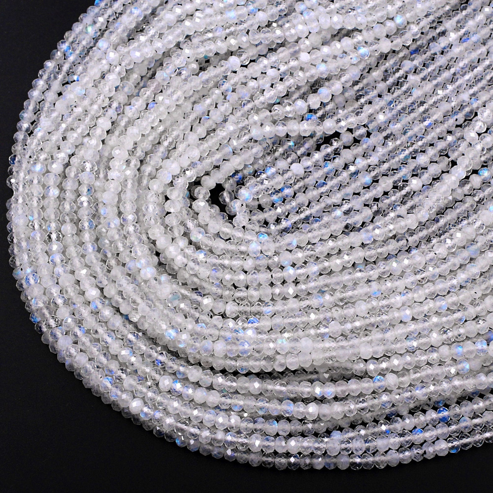 AAA Natural Blue Rainbow Moonstone 3mm 4mm Faceted Rondelle - Etsy
