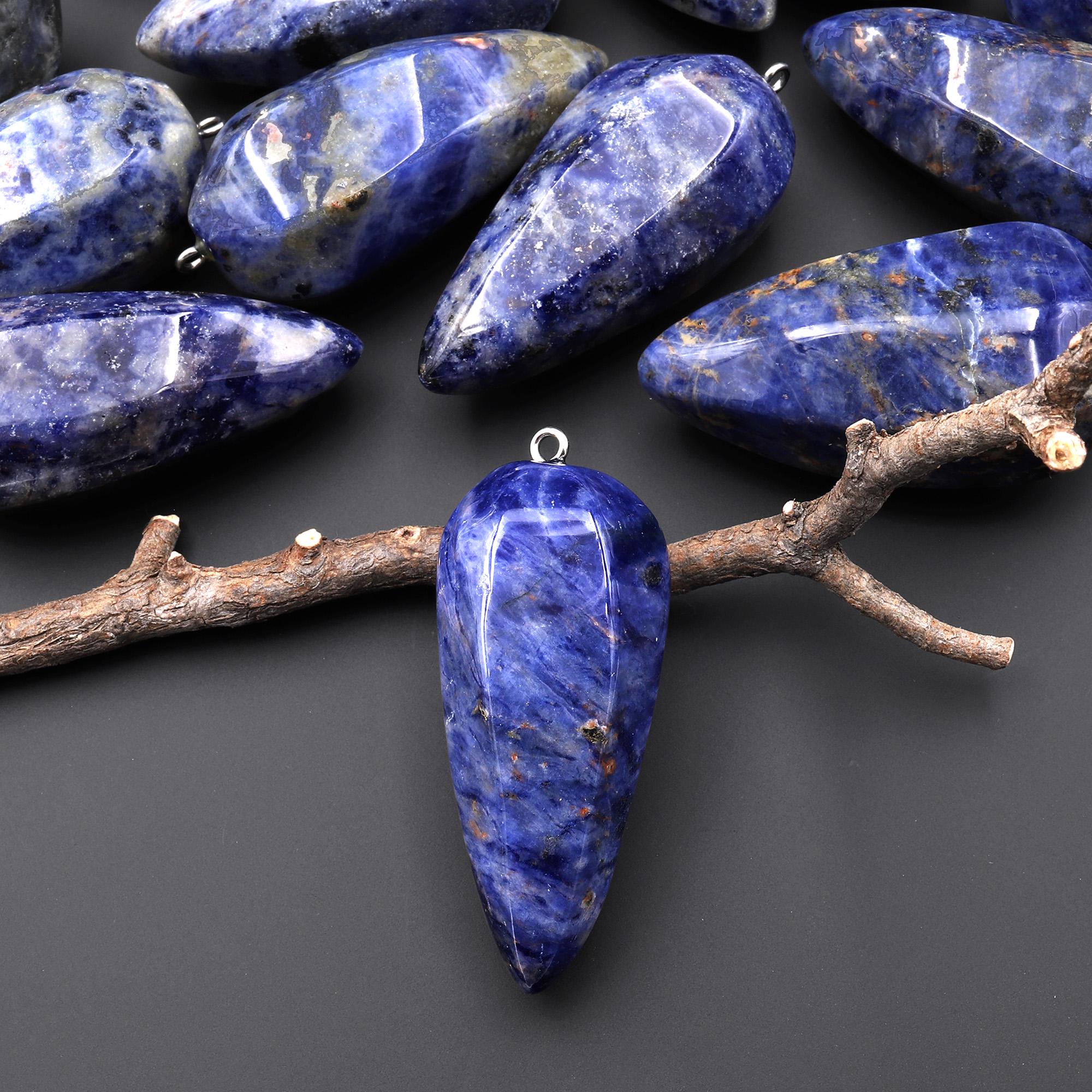 Natural Blue Sodalite Pendant Teardrop Translucent Crystal