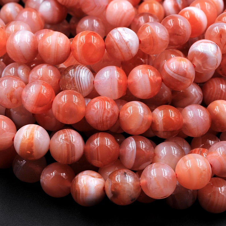 Extremely Rare AAA Natural Moroccan Red Banded Agate 4mm 6mm 8mm 10mm Round Bead 15.5 Strand image 1