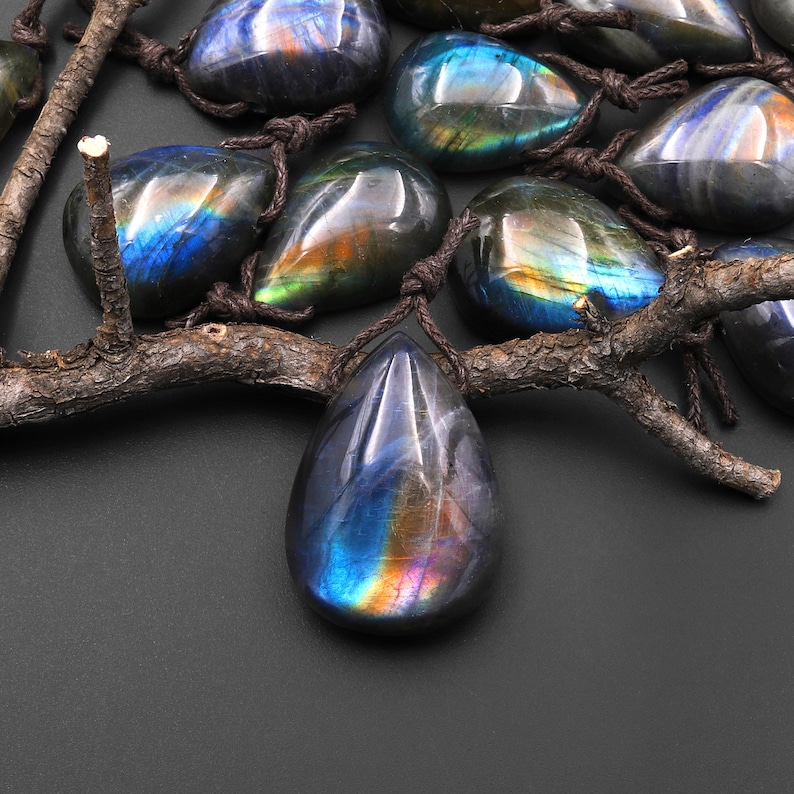 AAA Natural Golden Rainbow Labradorite Teardrop Side Drilled Pendant - Etsy