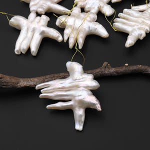 Rare Large Natural White Baroque &quot;Wealth&quot; Pearl Top Side Drilled Pendant