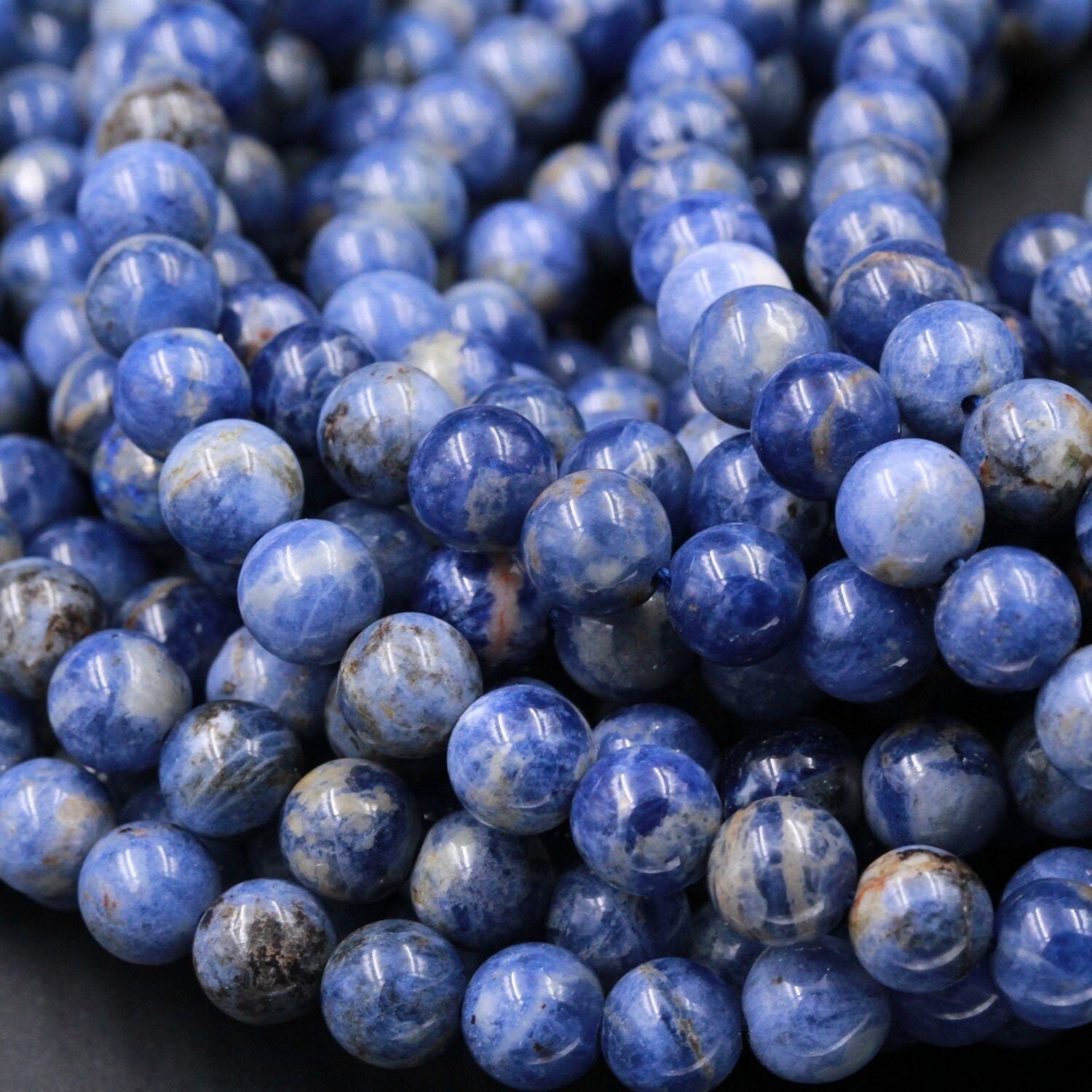Natural Denim Sodalite 6mm Round 8mm Round 10mm Round Beads Earthy De…