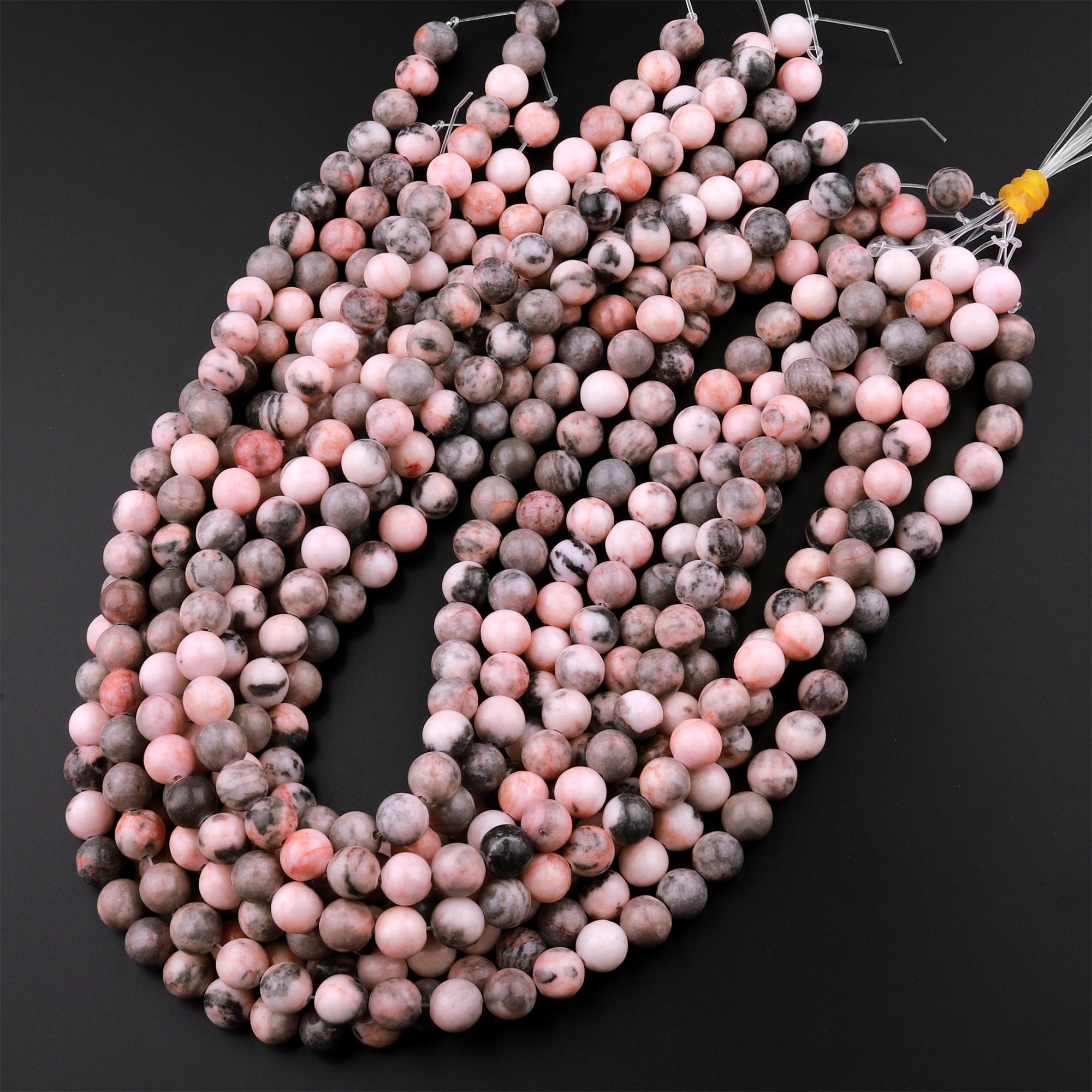 Natural Pink Zebra Jasper 4mm 6mm 8mm 10mm Round Beads 15.5