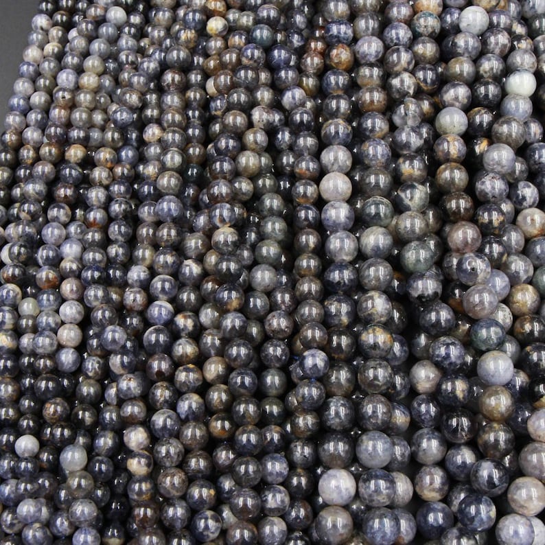Natural Iolite 7mm 8mm 10mm Round Beads Real Purple Blue Gemstone 15.5 Strand