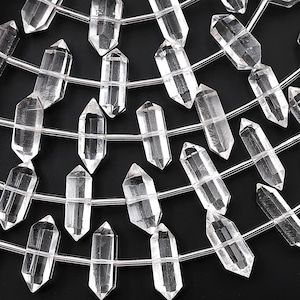 AAA Hand Cut Natural Rock Crystal Quartz 18mm Beads Faceted Double Terminated Points Center Drilled Healing Gemstone 8&quot; Strand